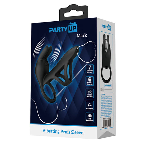Party Up Mark Vibrating Penis Sleeve USB Rechargeable Cock Sleeve COCK RINGS