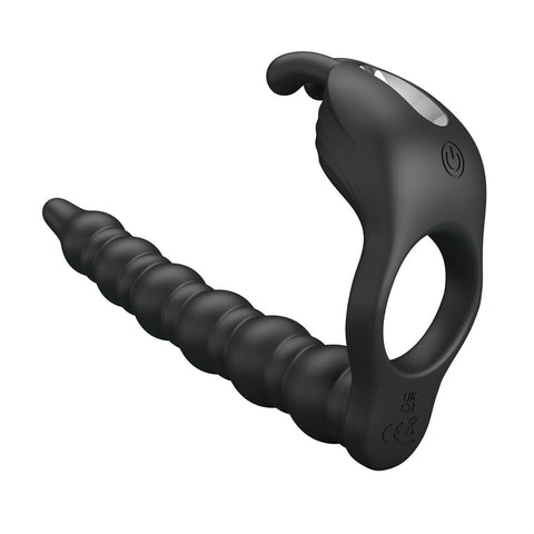 Party Up Marcus Ring and Anal Plug USB Rechargeable Vibrating Cock Ring with Double Penetrator COCK RINGS