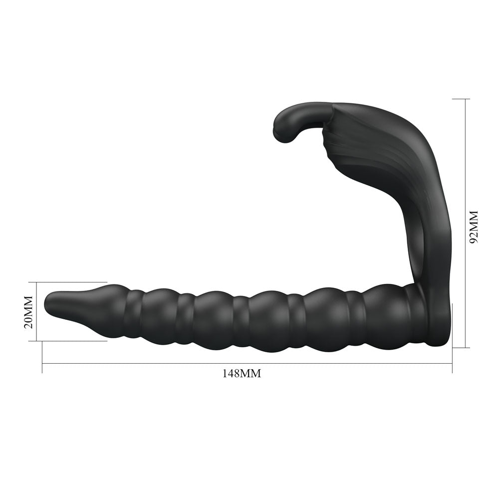 Party Up Marcus Ring and Anal Plug USB Rechargeable Vibrating Cock Ring with Double Penetrator COCK RINGS