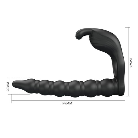 Party Up Marcus Ring and Anal Plug USB Rechargeable Vibrating Cock Ring with Double Penetrator COCK RINGS