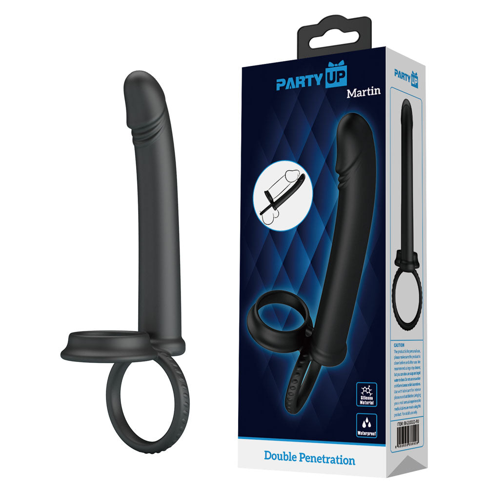 Party Up Martin Double Penetrator Cock and Ball Rings Black > Cock Ring > Single