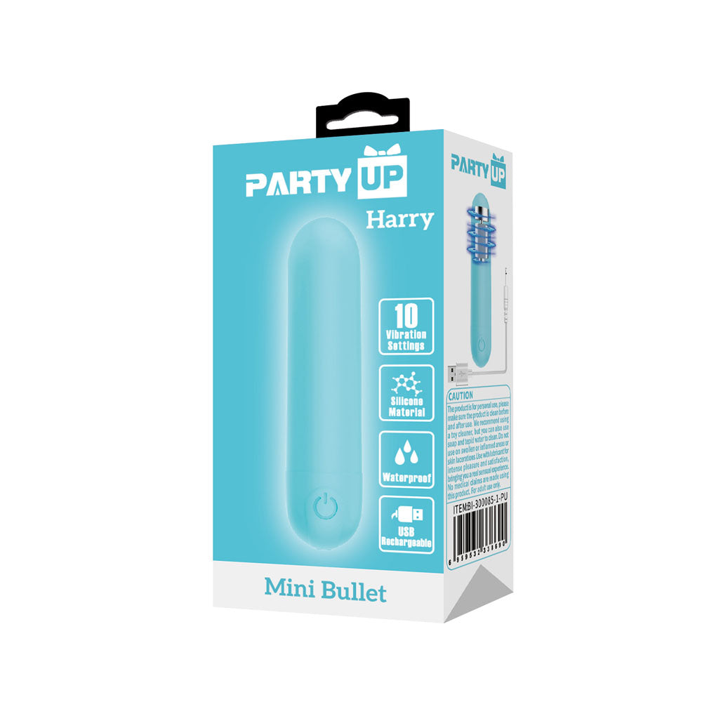 Party Up Harry Mini Bullet (Teal) – USB Rechargeable 8 cm Bullet Vibrator > Vibrators > Mini Vibrators