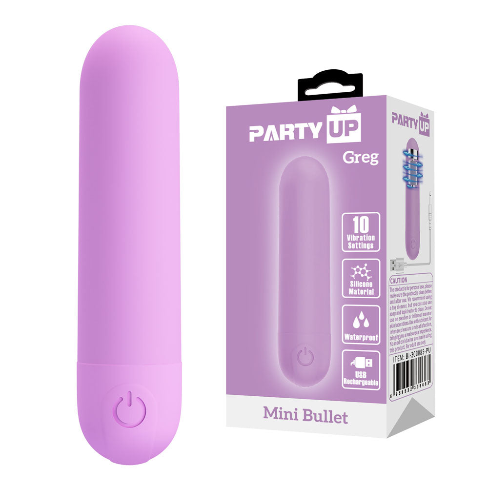 Party Up Greg Mini (Black) – USB Rechargeable 8 cm Bullet Vibrator Purple > Vibrators > Mini Vibrators