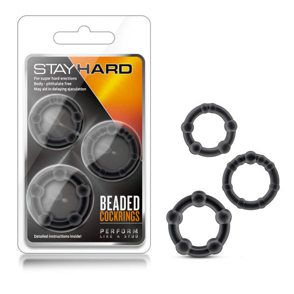 Stay Hard Beaded Cockrings -  Cock Rings - Set of 3 Sizes