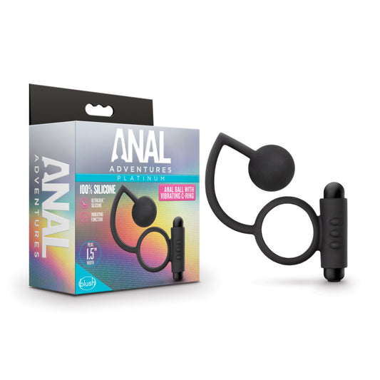 Anal Adventures Platinum Anal Ball & Vibrating C-Ring -  Vibrating Cock Ring with Anal Ball