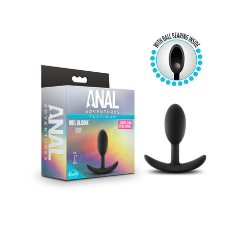 Anal Adventures Platinum Silicone Vibra Slim Plug Small Black Butt Plugs - Vibrating