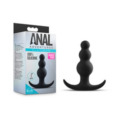 Anal Adventures Platinum Beaded Plug - Black (7.6 cm)