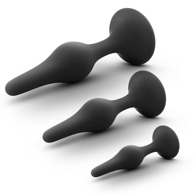 Silicone Beginner Anal Plug Kit with 3 Graduated Plugs Black > Anal Range > Butt Plug Kits