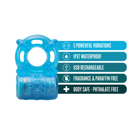 Stay Hard Rechargeable 5 Function Cock Ring - USB Vibrating Ring Cock Rings Vibrating