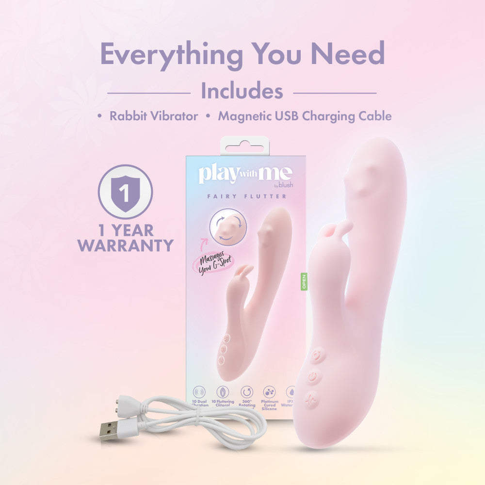 Play With Me Fairy Submersible Flutter Rabbit Vibrator 4.5" insertable > Vibrators > Ladies > Rabbit