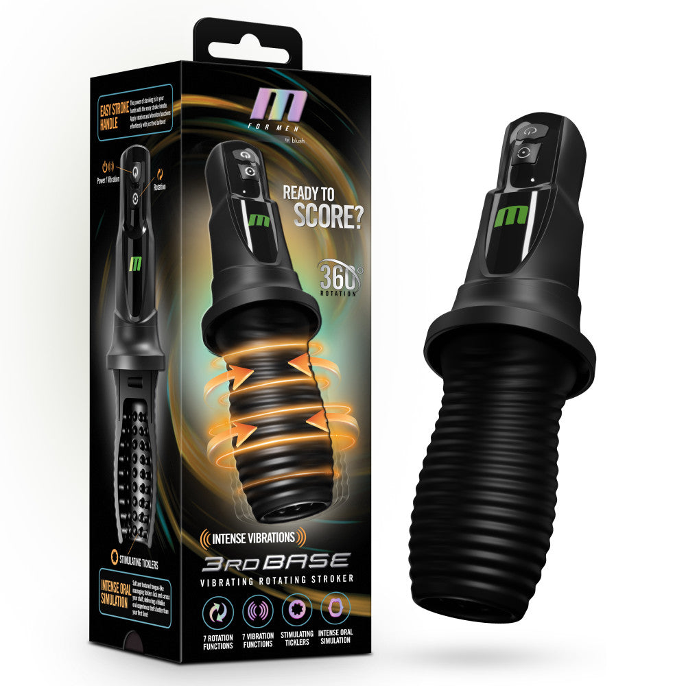 M For Men 3rd Base Oral Stroker Black Ergonomic Handle 1 > Sex Toys For Men > Masturbators > Vibrating