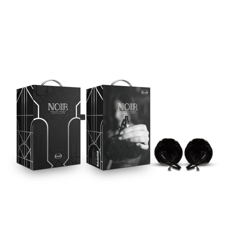 Noir Pom Adjustable Nipple Clamps with Black Furry Tips – Sensation Play Accessory Default Title > Sex Toys > Nipple Clamps