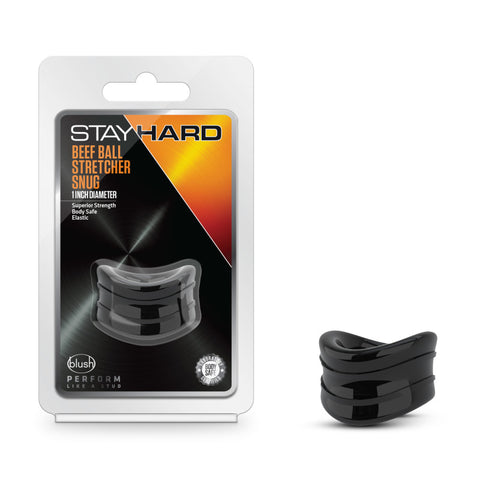 Stay Hard Beef Ball Stretcher Snug 1 Inch Black Black Ball Stretcher