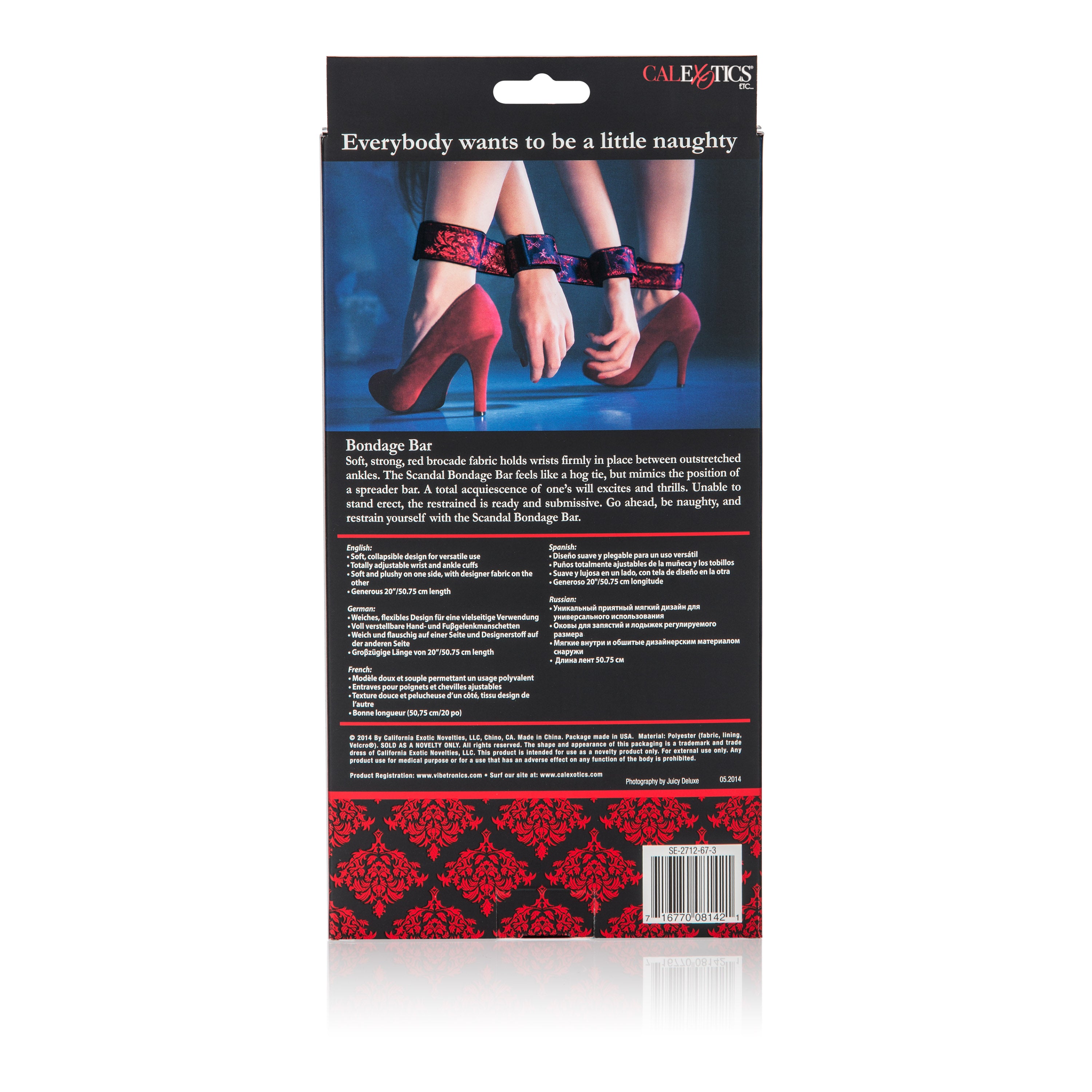 Scandal Designer Polyester Bondage Bar (Red Black) – Adjustable Spread Bar > Bondage Gear > Restraints