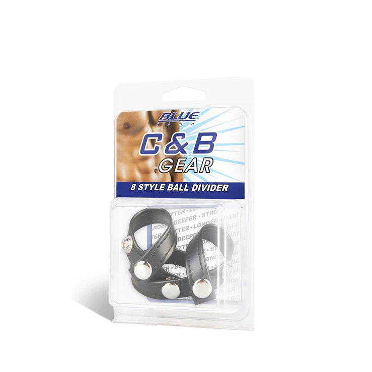 Blue Line 8 Style Ball Divider Cockring with Adjustable Fit > Clothes > Mens Leather
