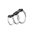Blue Line 3 Ring Gates of Hell Steel Penis Rings with Perineum Support > Clothes > Mens Leather