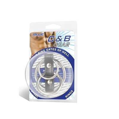 Blue Line 3 Ring Gates of Hell Steel Penis Rings with Perineum Support Default Title COCK RING Set