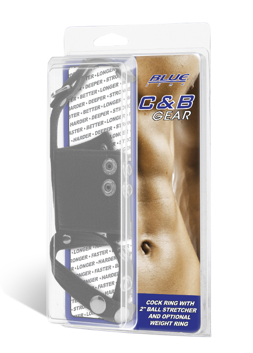 Blue Line Cock Ring with 2 Inch Ball Stretcher and Optional Weight Ring Secondary image