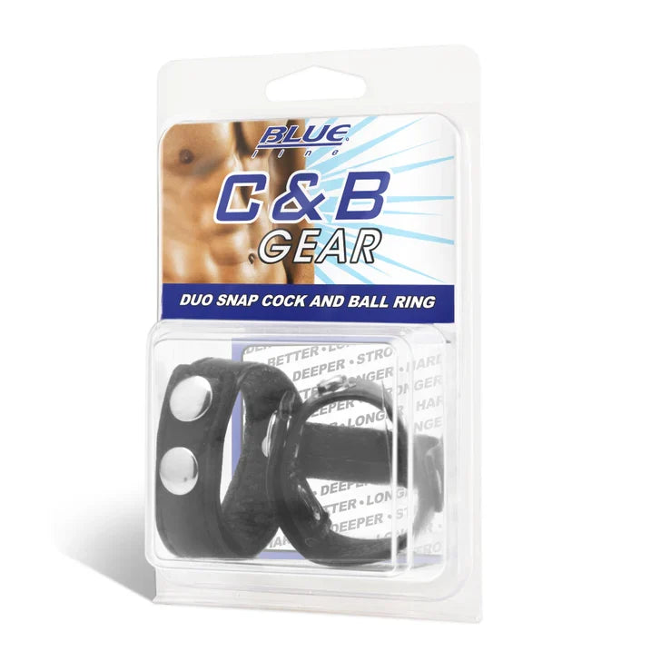 Blue Line Duo Snap Cock And Ball Ring Medium and Large Size > Clothes > Mens Leather