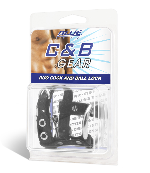 Blue Line Duo Cock and Ball Lock with Leather Strap and Metal Ring Default Title COCK RINGS