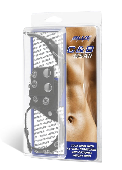 Blue Line Cock Ring With 1.5 Inch Ball Stretcher and Optional Weight Ring Default Title COCK RINGS