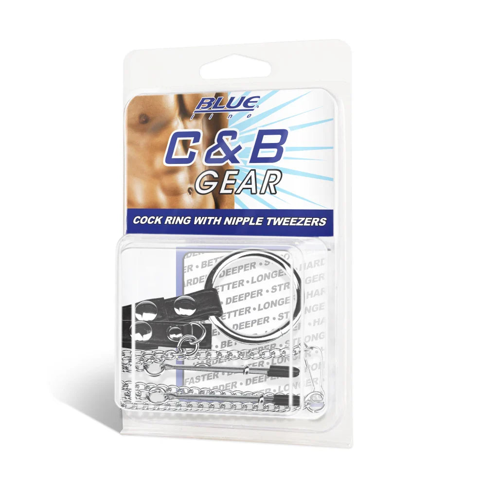 Blue Line Cock Ring With Nipple Tweezers – Adjustable Sensation Enhancer > Clothes > Mens Leather