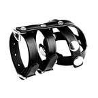 Blue Line Double Cock And Ball Strap With Leash Lead Adjustable Male Genital Constriction Gear > Clothes > Mens Leather