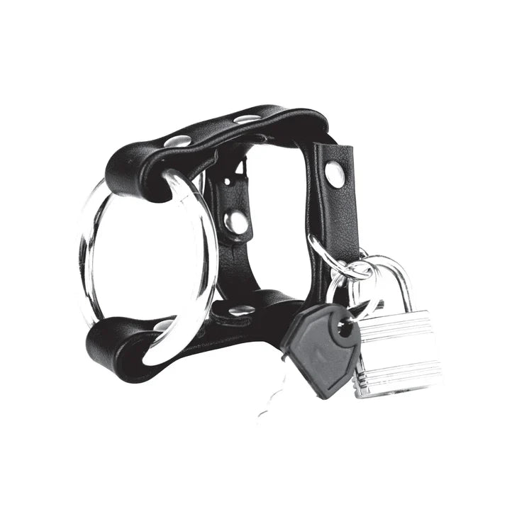 Electric EEL | Blue Line Metal Cock Ring With Locking Ball Strap