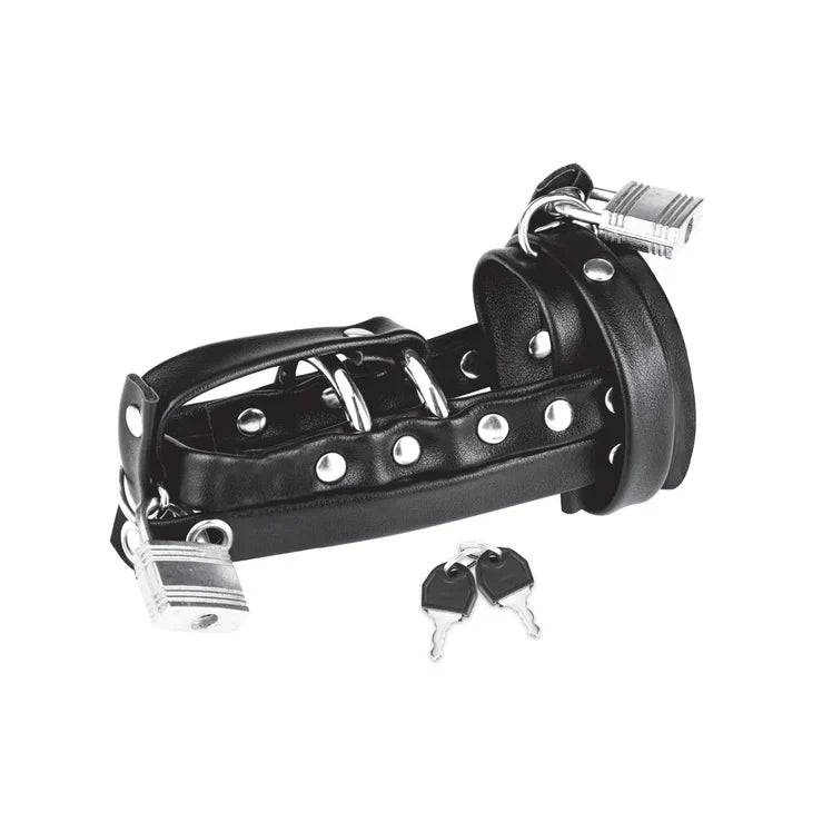 Blue Line Gimp Cock Locking Chastity Sheath With Double Metal Cock Rings and Adjustable Strap Secondary image