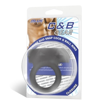 Blue Line Duo Snap Silicone Cock and Ball Ring with Dual Size Closure Default Title COCK RINGS