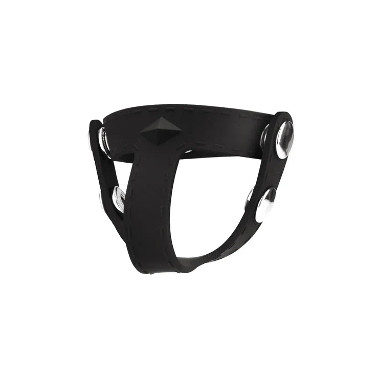 Blue Line T-Style Silicone Cock Ring With Ball Divider Closure > Clothes > Mens Leather