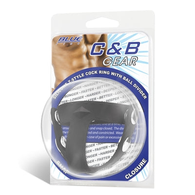 Blue Line T-Style Silicone Cock Ring With Ball Divider Closure Default Title COCK RINGS