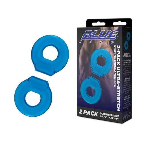 Blue Line 2-Pack Ultra-Stretch Stamina Endurance Ring 0.75 Inch Diameter Default Title COCK RINGS