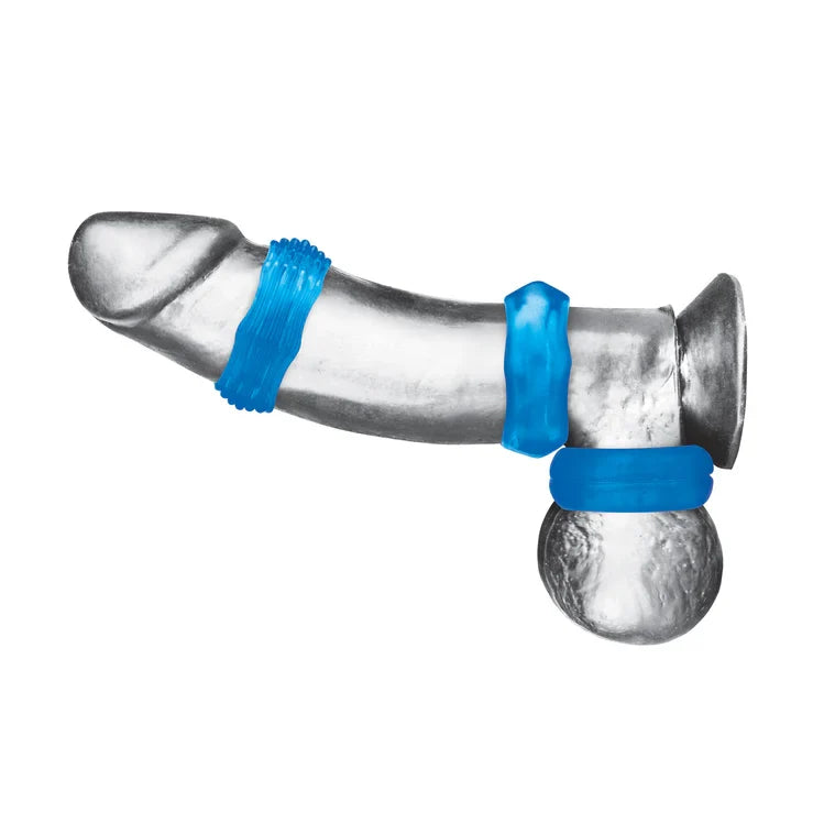 Electric EEL Blue Line Stretchable Cock Ring Set Three-Pack Rubber Rings > Cock Ring > Sets