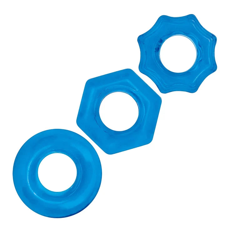 Electric EEL Blue Line Stretchable Cock Ring Set Three-Pack Rubber Rings > Cock Ring > Sets Main image