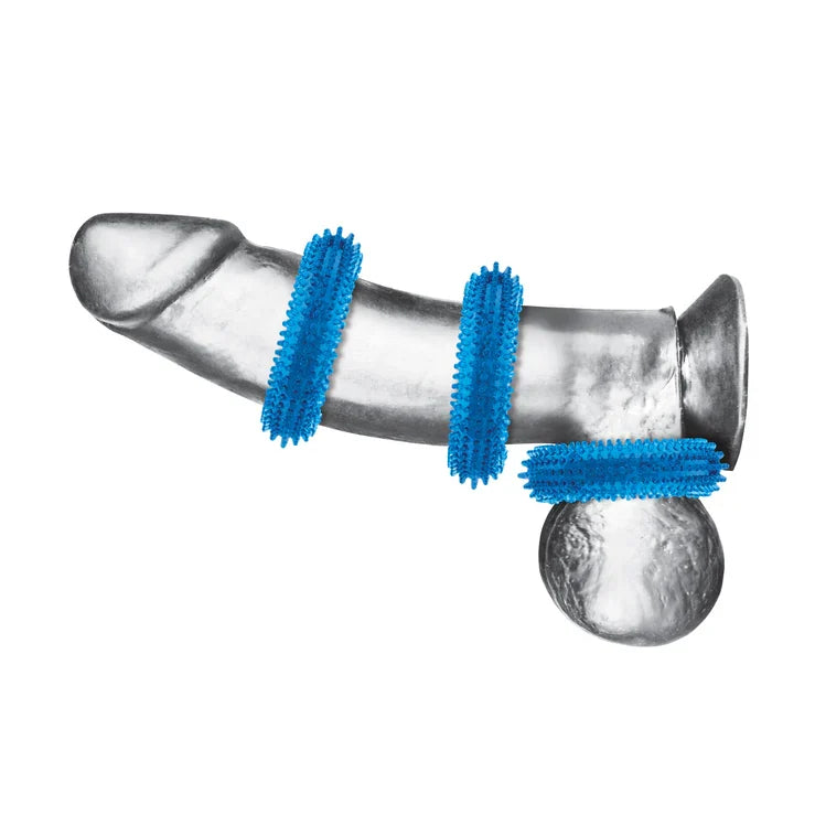 Blue Line Pack of Three Ultra-Stim Stretch Cock Rings Set Secondary image