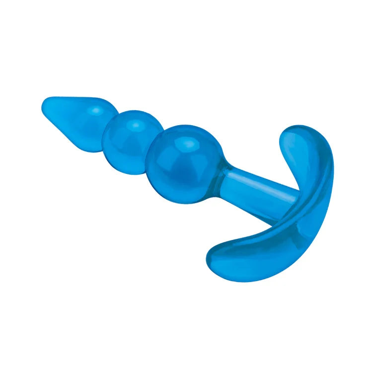 Blue Line 3.75 Inch Beginners Blue Beaded Plug with Tapered Tip and Flared Base > Anal Range > Butt Plugs