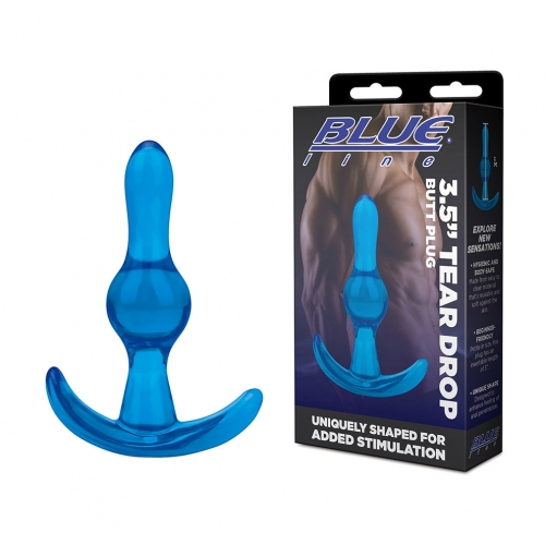 Blue Line 3.5 Inch Tear Drop Butt Plug in Transparent Blue Default Title Butt Plugs