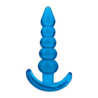 Blue Line 4.5 Inch Medium Blue Beaded Plug with Smooth Tapered Tip and Flared Base > Anal Range > Butt Plugs