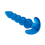Blue Line 4.5 Inch Medium Blue Beaded Plug with Smooth Tapered Tip and Flared Base > Anal Range > Butt Plugs