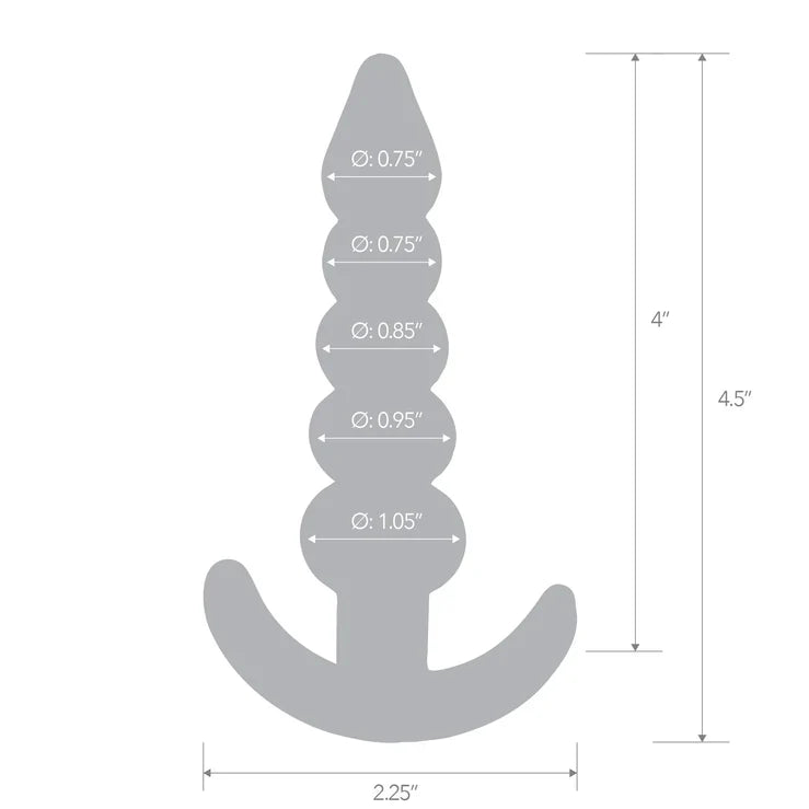 Blue Line 4.5 Inch Medium Blue Beaded Plug with Smooth Tapered Tip and Flared Base > Anal Range > Butt Plugs