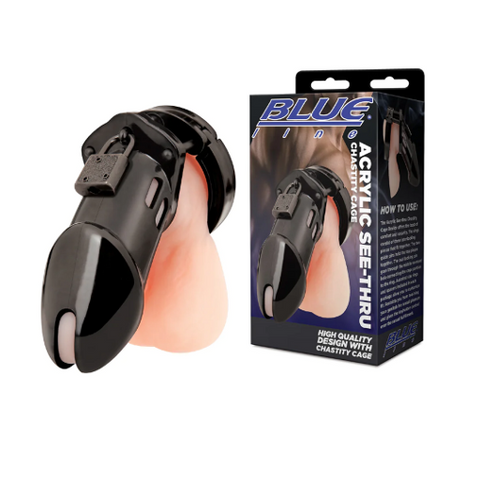 Blue Line Acrylic See-Thru Cock Cage Chastity Device Black Default Title Cages