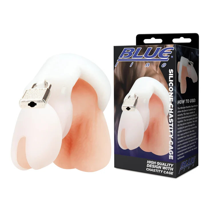 Blue Line Silicone Chastity Cage – Comfortable Flexible Silicone Chastity Device > Bondage Gear > Male Chastity