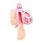 Blue Line Small Humiliation Acrylic Prisoner Cock Cage - Pink > Bondage Gear > Male Chastity