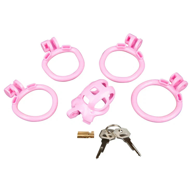Blue Line Small Humiliation Acrylic Prisoner Cock Cage - Pink > Bondage Gear > Male Chastity