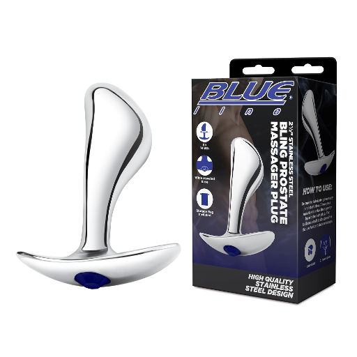 Blue Line 2.5 Inch Stainless Steel Bling Prostate Massager Plug Secondary image