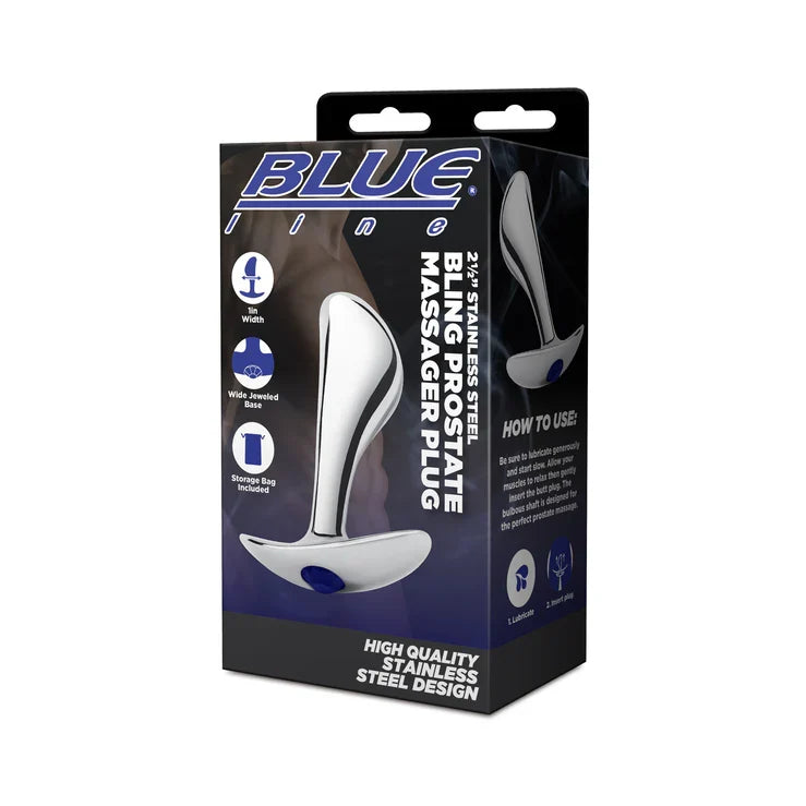 Blue Line 2.5 Inch Stainless Steel Bling Prostate Massager Plug > Anal Range > Prostate Plugs