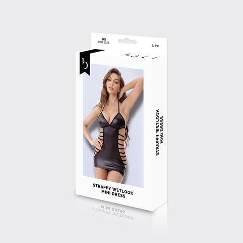 Baci Strappy Wetlook Mini Dress – One Size Lingerie > Clothes > Dresses and Chemises