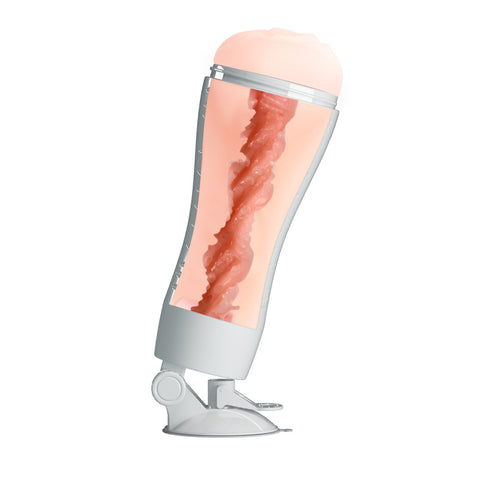 Crazy Bull Flora Vibrating Stroker USB Rechargeable Squeezeable Vagina Stroker with Suction Base Strokers - Auto