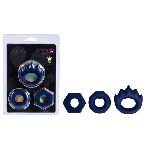 Maia Lonzo Silicone Cock Rings Set of 3 Blue > Cock Ring > Sets